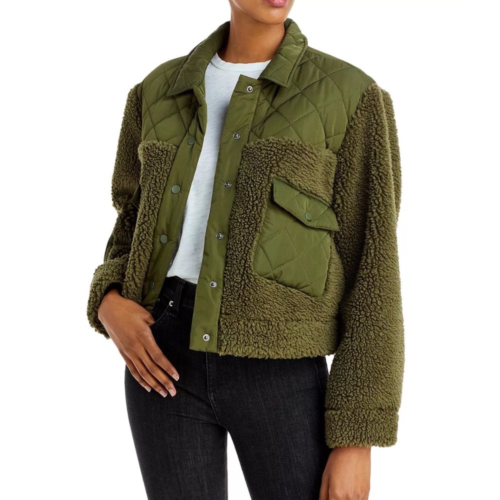 Euc Rails Peyton Mixed Media Jacket Small Olive S… - image 2